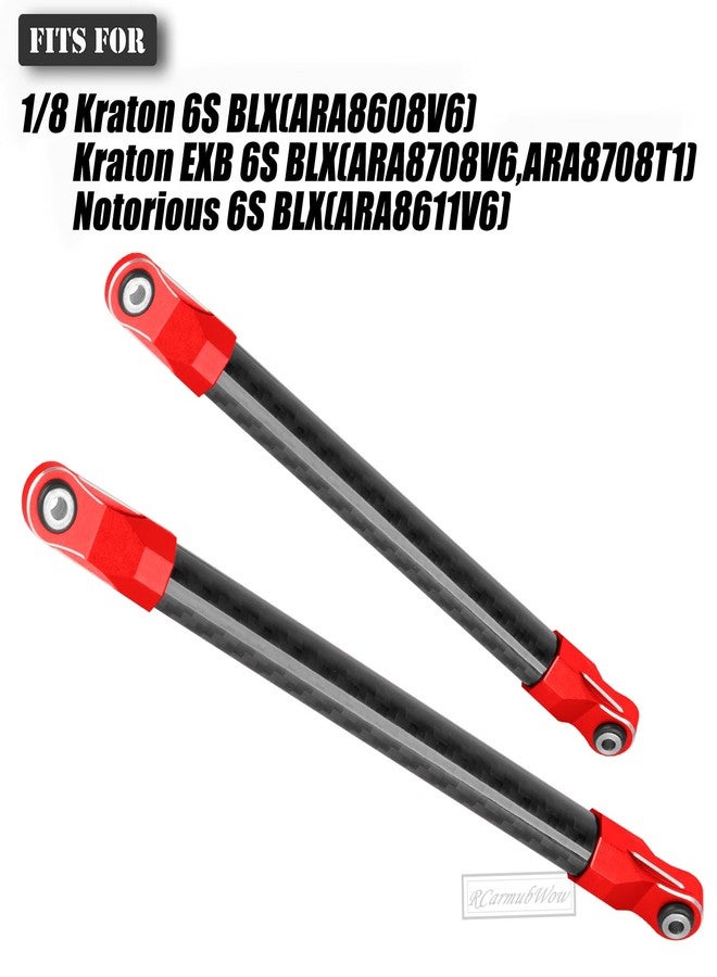 RCarmubWow RC Brace Tube w/Ball Cup Upgrades Part for 1/8 Kraton/Notorious 6S BLX,Carbon Fibre Brace Tube & 7075 Aluminium Ball Cup & Balls,Replace #ARA320501#ARA320762#ARA320763,Red - Image 2